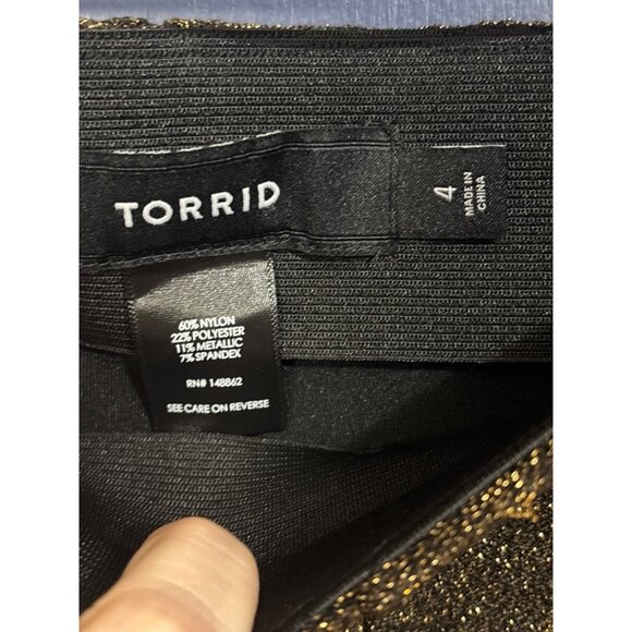 Torrid Sparkly Gold Pull-On Stretch Pants Size 4X Nylon/Polyester Blend - Picture 3 of 3